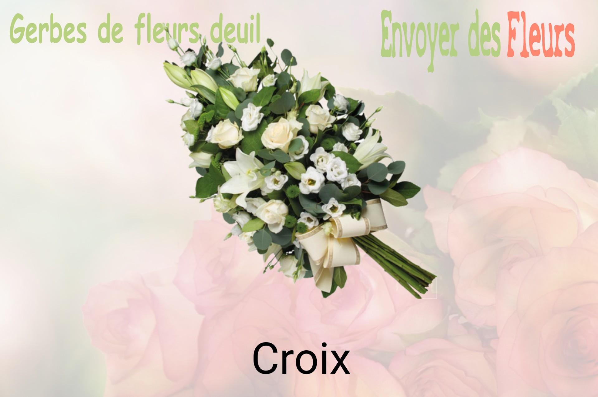 Gerbe de fleurs de deuil livrée à Croix